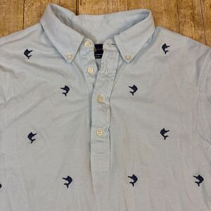 Polo Ralph Lauren Polo Shirt Blue All Over Swordfish Knit Oxford Mens Large